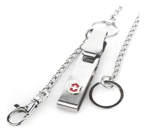 Chaveiro e anel de mosquetão de aço Victorinox, cor cinza