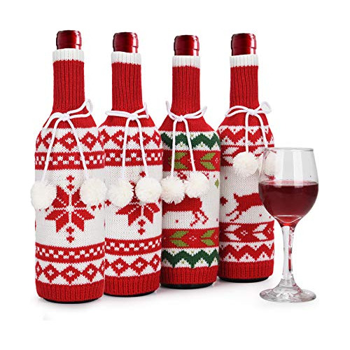 Fundas Botellas De Vino Navideñas, Suéteres Hechos Ma...