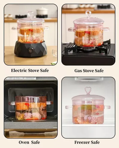 Ollas Transparentes Cocinar 1500 Ml Cristal Resistente Calor