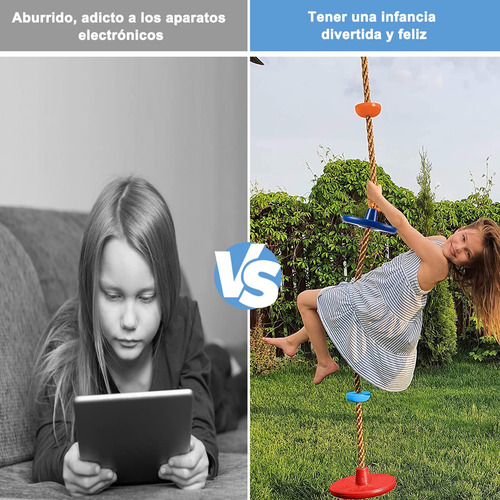 Columpio De Escalera De Cuerda Con Nudo Y Asiento Ajustable