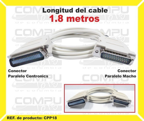 Cable Paralelo A Centronics 1.8 Mt Ref: Zcpp18 Computoys Sas