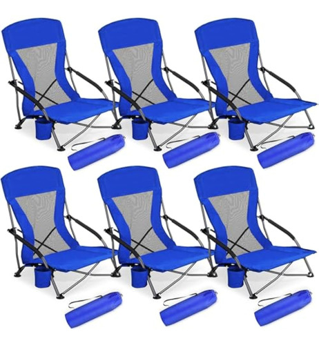 6 Packs Low Beach Chairs For Adults Portable Folding Beach