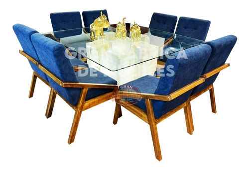 Comedor 8 Sillas Cubierta Cristal Base Onix Gala Comedores