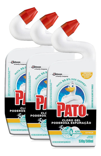 Desinfetante Pato Cloro Gel Citrus - 500ml Kit 3