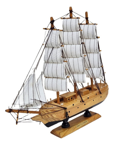 Barco Navio Decorativo 30 Cm - Madeira Maciça - Montado