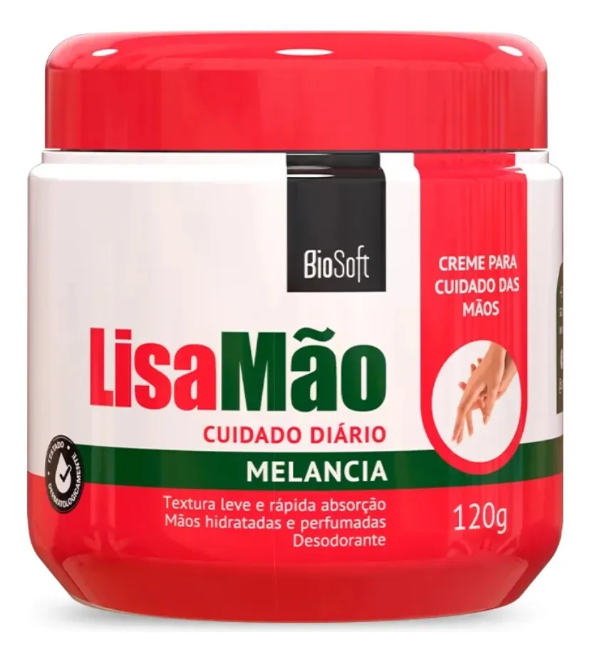 Lisa Mão Melancia Biosoft 120g Creme Hidratante Diário Melancia