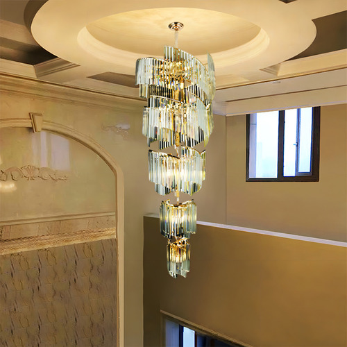 Pendente Lustre 200cm Metal Cristal Dourado Sindora Dcd06516 110v/220v