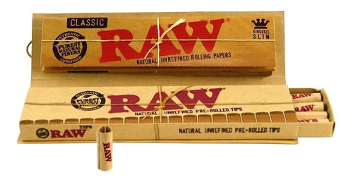 Raw Connoisseur Ks Slim + Prerolled Tips Classic -ramos Grow Sabor Sin sabor