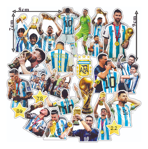 Stickers Calcos Vinilos Messi  Argentina Campeón Mundial 