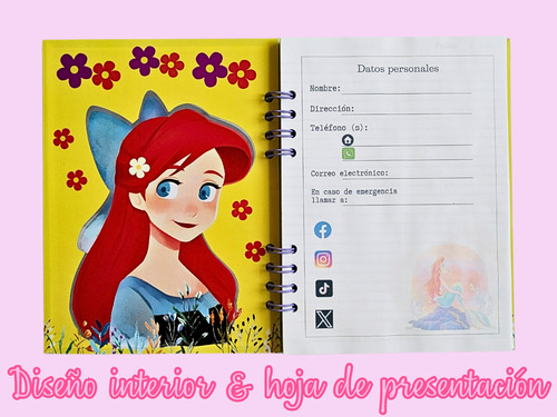 Libreta La Sirenita Disney Modelo 1: Pasta Dura, 100 Hojas