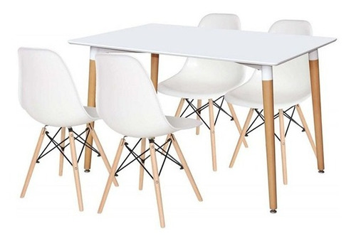 Mesa Eames Nordica 120x80 De Madera + 4 Sillas Eames