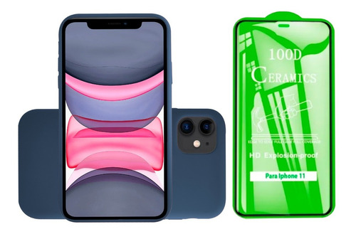 Estuche Funda Silicone Case+cerámico Flexible Para iPhone 11