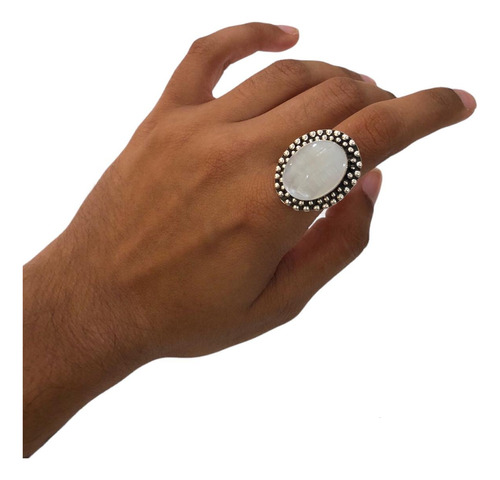 Anillo Plata Madre Perla Ajustable Dama Joyeria Fina Elegant