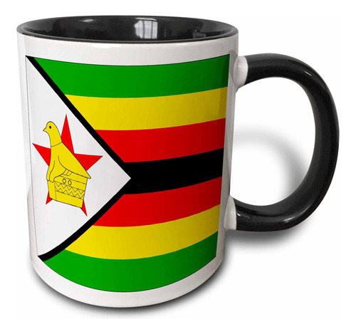 Taza Negra De Dos Tonos Con La Bandera De Zimbabue De 3drose