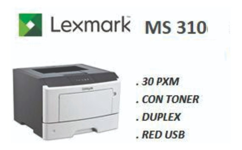 Impresora Lexmark Ms310 Doble Faz 30ppm Usb (Reacondicionado)
