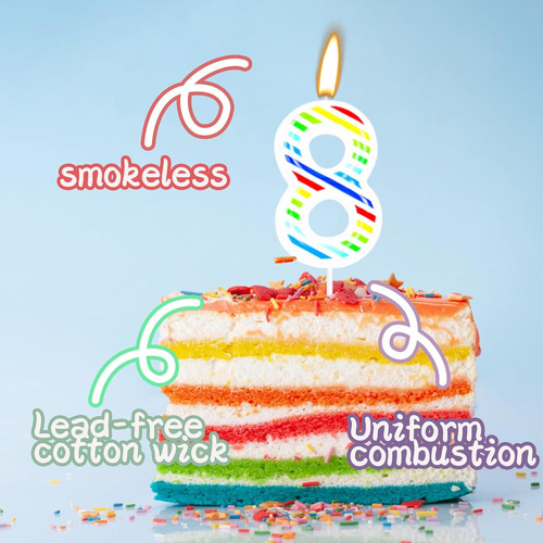 Velas De Cumpleaños, Velas De Cumpleaños Arcoíris Para Tarta