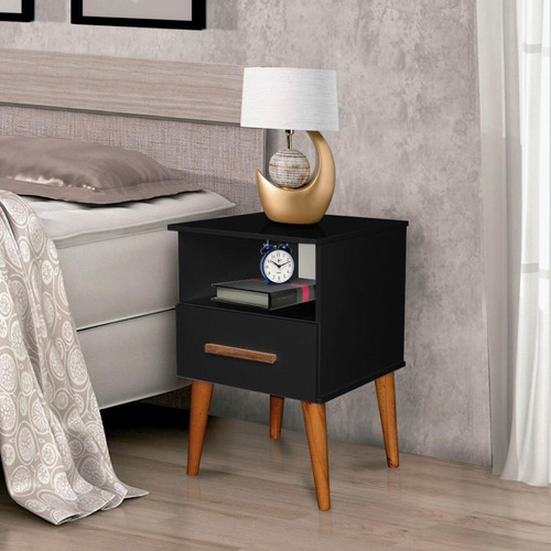 Mesa De Cabeceira Para Quarto Cama Casal Mesinha Preto Acabamento Brilhante