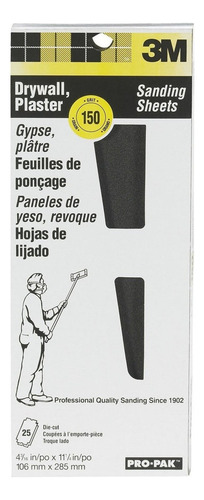 25 Lijas 3m 10.6cm X 28.5cm Yeso Pared Grano 150