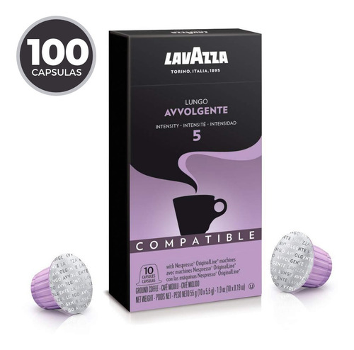 Cápsulas De Café Lavazza Lungo Avvolgente X100 