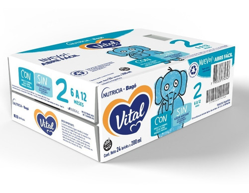 Imagen 2 de 3 de Vital 2 - Pack X 24 Bricks 200ml. Leche Liquida Infantil.