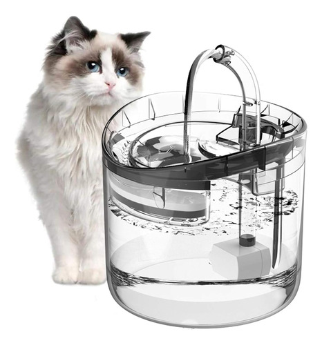 Fuente Bebedero De Agua Transparente 2 Litros Para Gatos