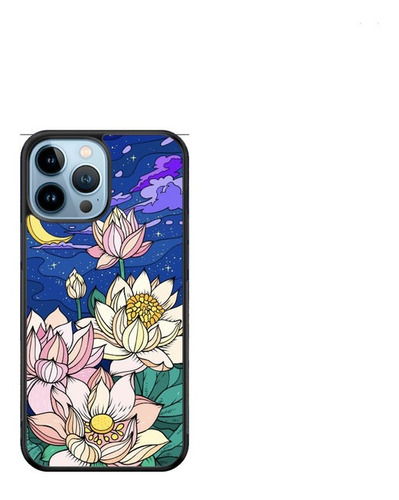 Funda Protector Para iPhone Flores Arte Noche Paisaje