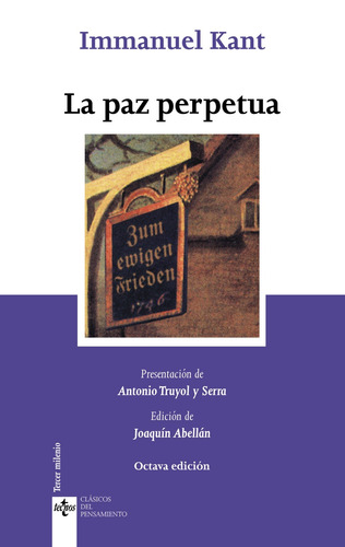 La paz perpetua, de Kant, Immanuel. Editorial Tecnos, tapa blanda en español, 2013