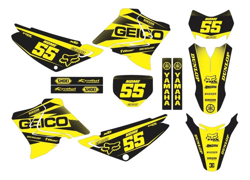 Kit Adesivo Moto Cross Trilha Yh Xtz 125 Geico Amarelo Lm210