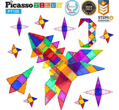 Picassotiles 100 Piezas Conjunto De 100pcs Buildo De Constru