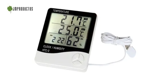 Termometro Higrometro Digital Htc-2 Con Sonda Reloj + Envio