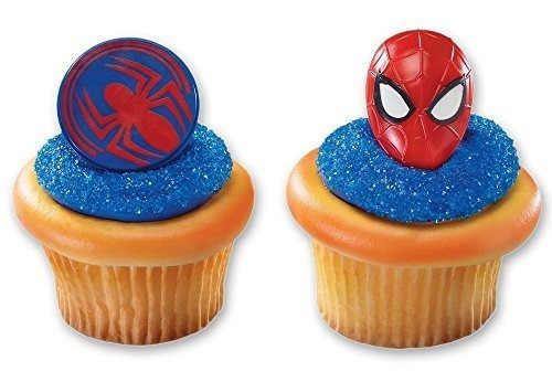 Spiderman Mask Y Spider Cupcake Rings 24 Ct