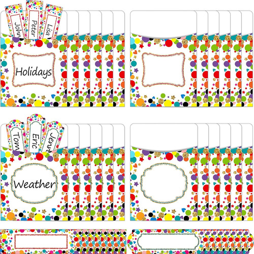 48 Piezas De Bolsillos Tarjetas De Biblioteca Confeti D...