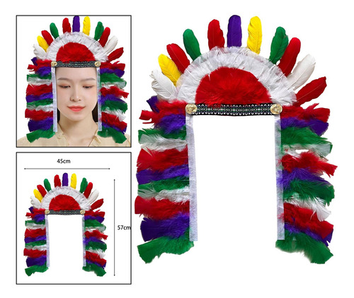 3 De Plumas Para Adultos Y Niños, Sombrero Indio Estilo A