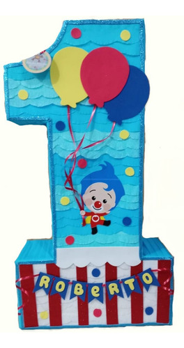 Piñata Número 1 Plim Plim Tonos Tradicionales Personalizada Celeste Plim Plim Plim Plim Tradicional Mediana