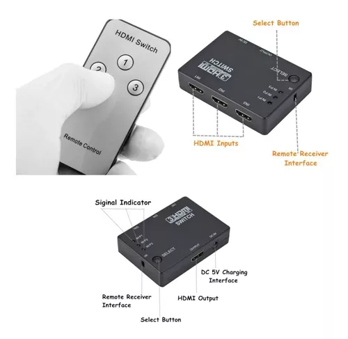 SWITCH HDMI 3 ENTRADAS 1 SALIDA CON CONTROL – Tienda MYFIMPORT