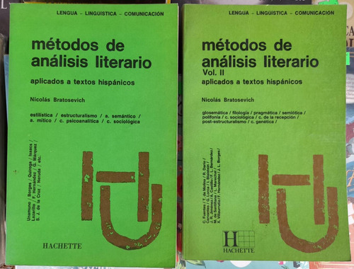 Métodos De Análisis Literario. 2 Vol. Nicolás Bratosevich