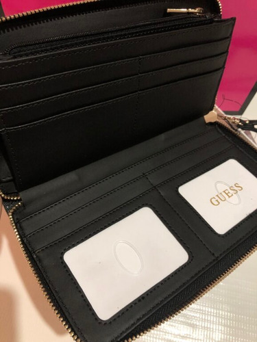 Cartera De Mujer Guess Gris Oscuro Logotipo