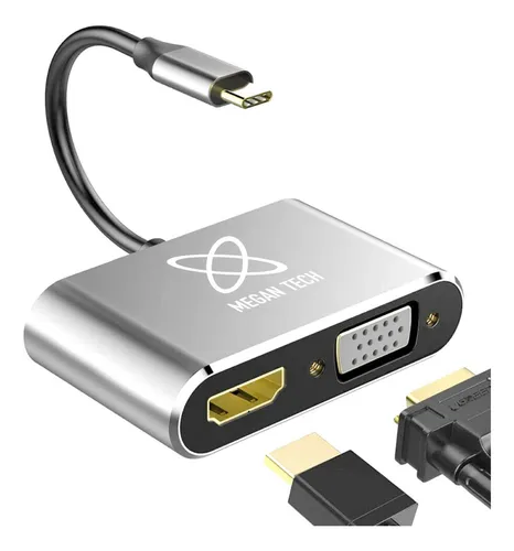Adaptador Usb C A Vga + Hdmi Dual 4k Megan Tech