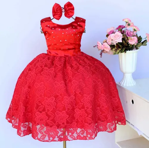 Vestido Infantil Festa Princesa Luxo Várias Cores