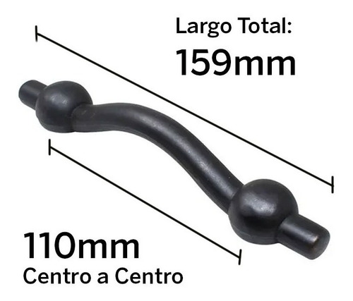 Imagen 4 de 4 de Jaladera Muebles Negro Metal Texturado 110mm Largo Mz Promo