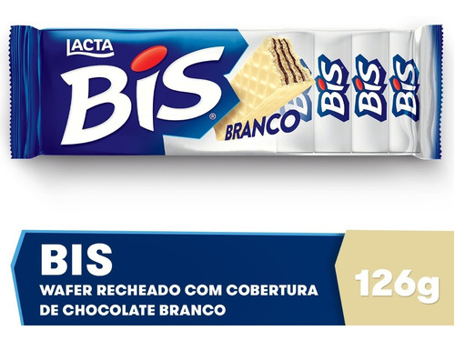 Wafer Cobertura Chocolate Branco Lacta Bis Pacote 126g