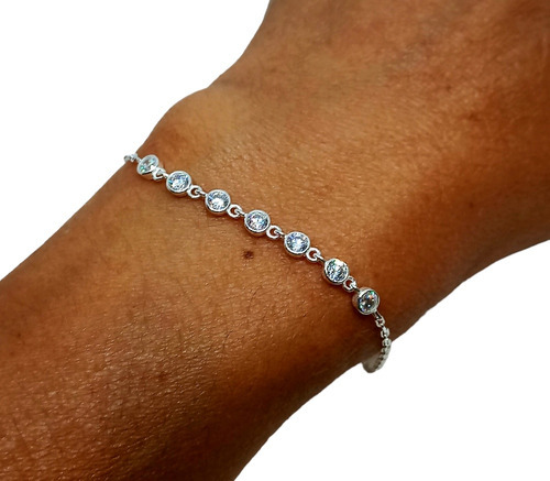 Pulsera Forcé De Plata 925 Con Cristal Blanco Punto De Lu 