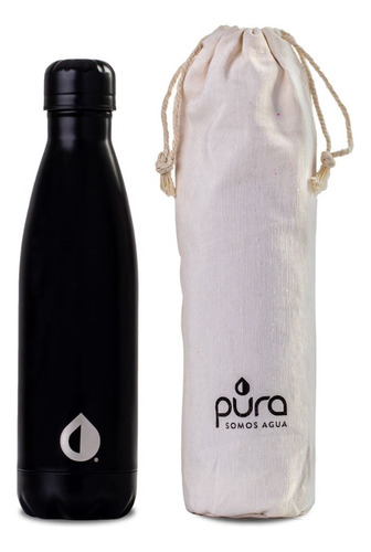 Termo Pura Honu Botella Térmica Sustentable Diseño Hot Color Negro