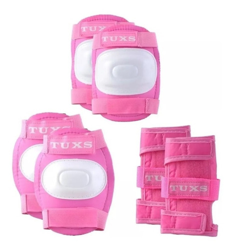 Set Tripack Protecciones Tuxs Rosa Niñas Roller Skate Patín