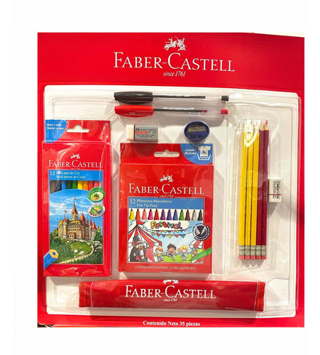 Faber Castell Set Escolar Plumones Colores Lápices Estuche