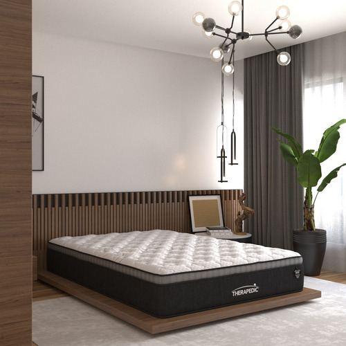 Colchón King Size Therapedic Resortes Royal Ortopedic Foam Color Gris Oscuro