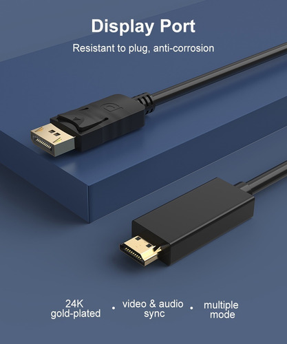 Cabo Adaptador Displayport Para Hdmi 1080p 3 Metros - Tomate