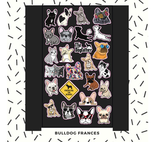 Sticker Bulldog Frances  Pegatinas Calcos Vinilos Termo 