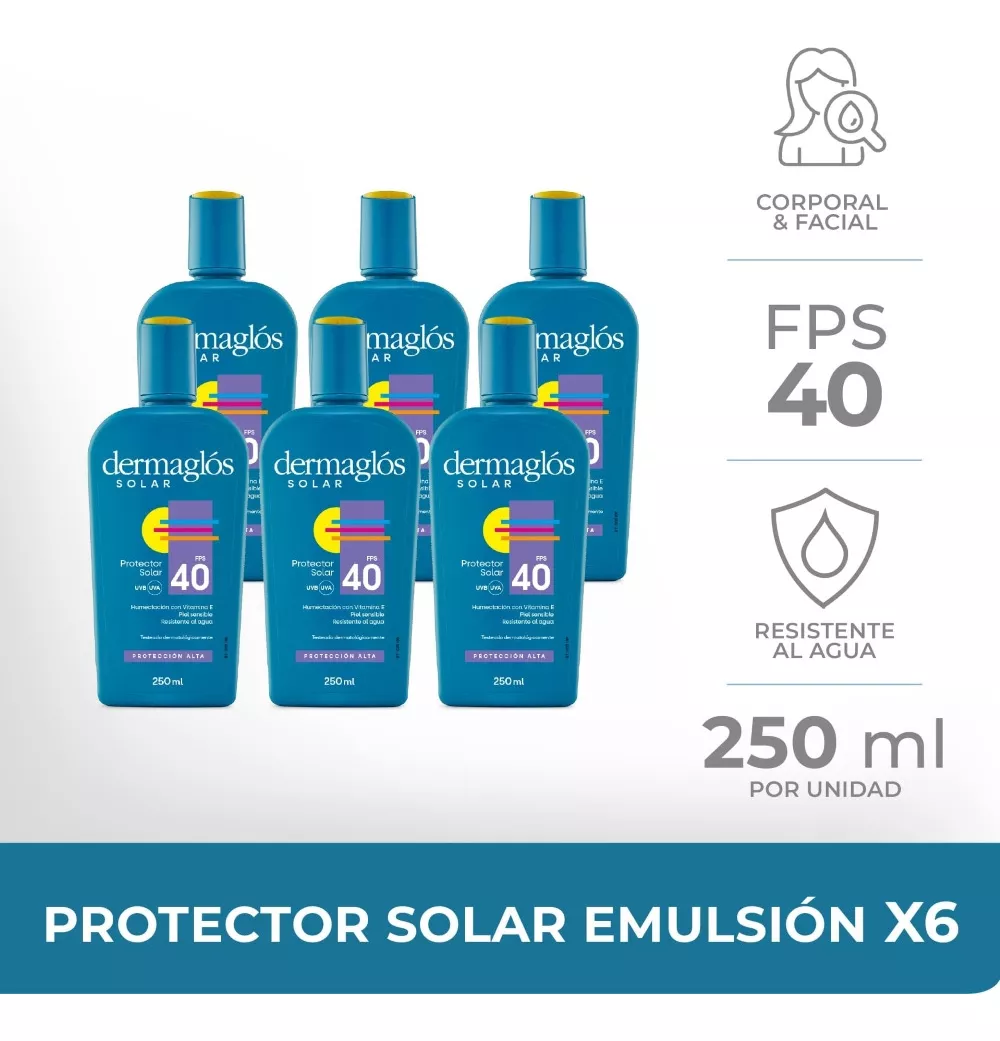 Kit Protector Solar Dermaglós Emulsion FPS 40 x6 Unidades