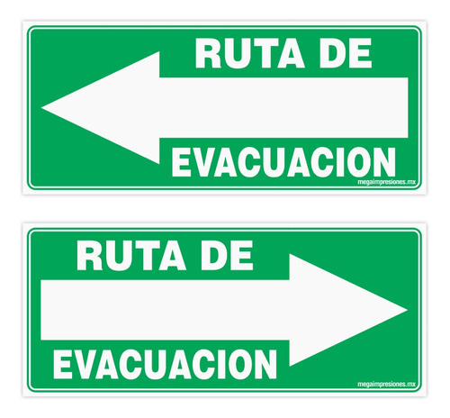Señalamiento Ruta De Evacuación 28x12 Paquete 2 Piezas